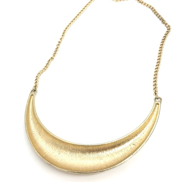 3/$30 VINTAGE GOLD TONE ENAMEL HORN STATEMENT NECKLACE COLLAR UNMARKED CHAIN - Picture 11 of 12
